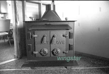 VINTAGE CRAFT STOVE Wood Burning heat  Antique Old Photo Negative