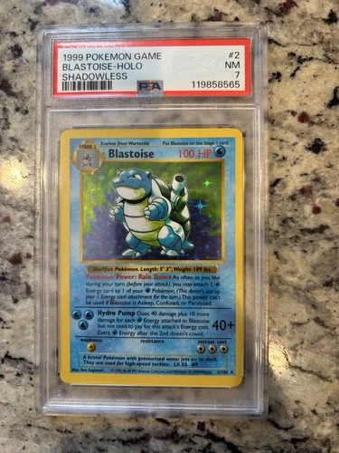 1999 Pokemon Base Set Shadowless Blastoise #2 PSA 7 NM WOTC Holo Rare