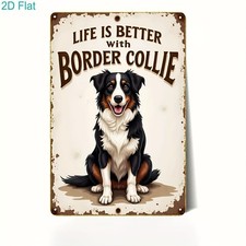 Border Collie Dog Vintage Iron Pet Tin Metal Signs Home D cor 8x12