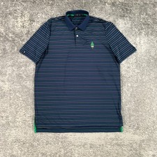 RLX Ralph Lauren Golf Polo Shirt Mens Large Blue Striped Pine Valley Performance