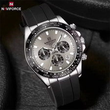 45MM NAVIFORCE Luxury Quartz Diver Watch Men Silicone Waterproof Luminous NEW