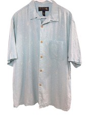 Nat Nast Shirt Mens Large Aqua Cocktail Bowling Cigar Lounge Silk Loop Collar