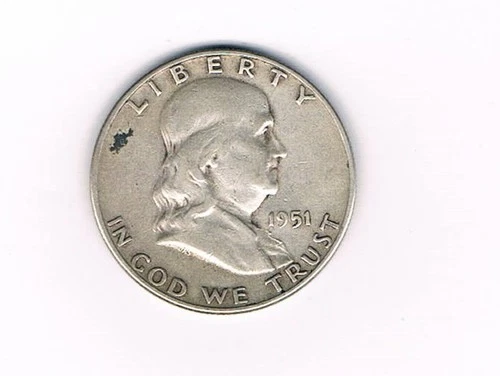 1951 S Franklin Half Dollar - VF+ Condition. 90% silver. Inv#223