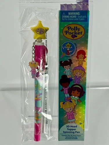 2024 Polly Pocket Mattel "3D Head Topper Spinning Pen" Yellow Star Topper NIB