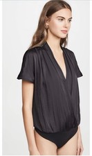 Paige Dijon Wrap Bodysuit Black X Small NEW with TAGS SALE