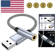 USB to 3.5mm Jack Audio Adapter, USB to Audio Aux Cable External Stereo Sound...
