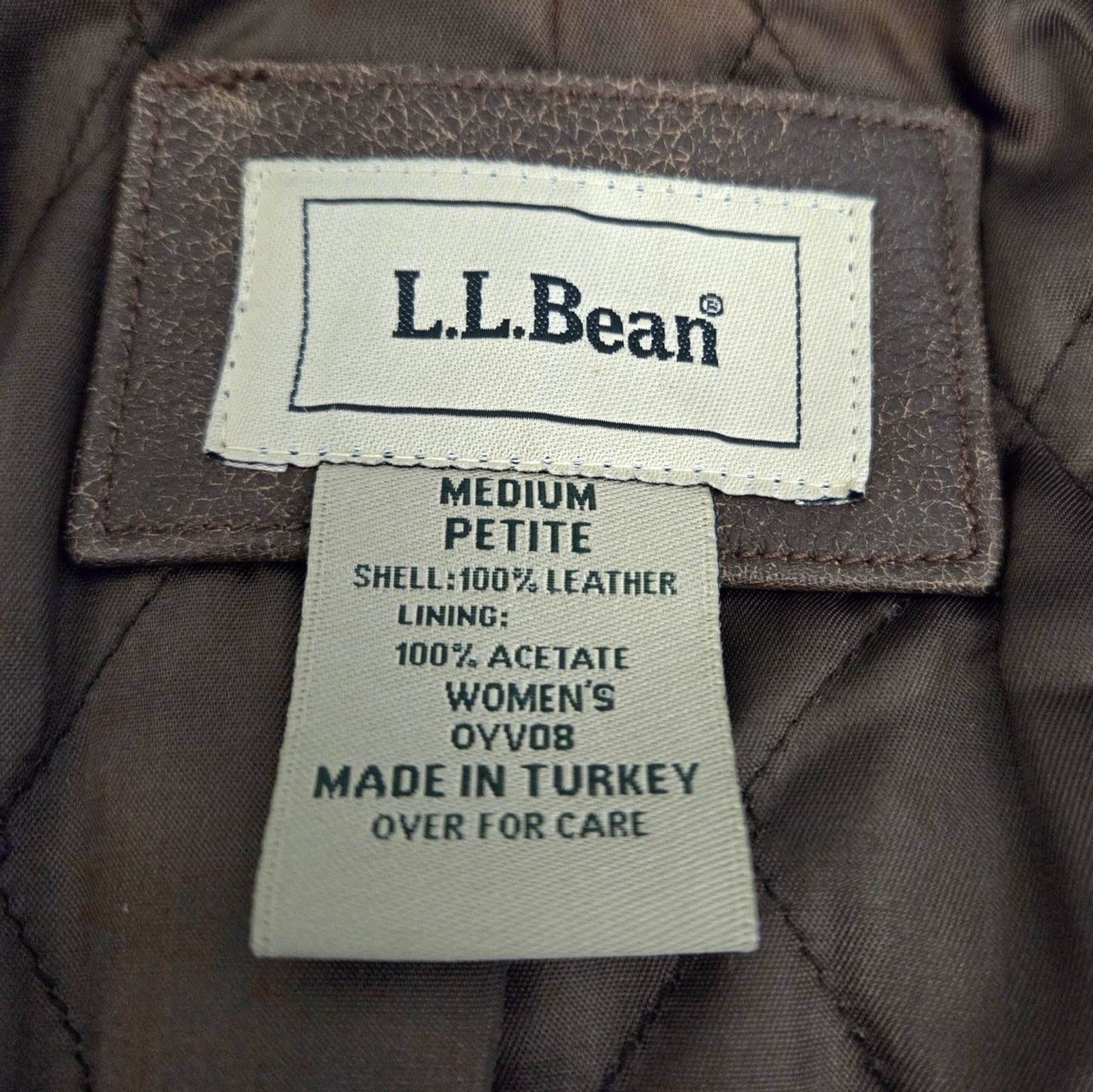 RARE LL BEAN Leather Aviator Jacket Womens PetiteM Brown Removable Sherpa Collar image 7