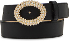 Oval Rhinestone Buckle Belt