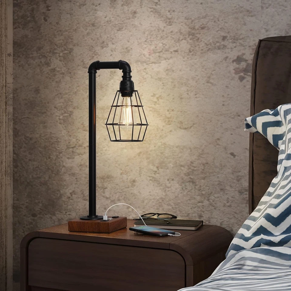 Touch Control Table Lamp Dimmble Bedside Lamp w/USB Ports Nightstand Desk Lamp - Image 4 of 4