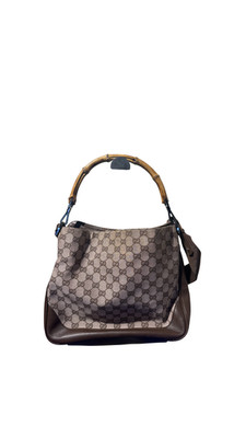 Gucci Bamboo Tote Bag GG Canvas Brown Monogram Shoulder bag logo tote bamboo han