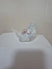 Vintage Fenton Opalescent Clear Bird~Hand Painted  Signed.