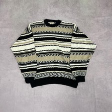 Vintage Knitted Jumper Abstract Patterned Grandad Chunky Knit Sweater Men's Xl