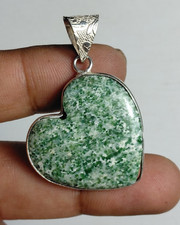 Natural Green Tree Agate Gemstone Heart Pendant Handmade Jewelry Free Shipping
