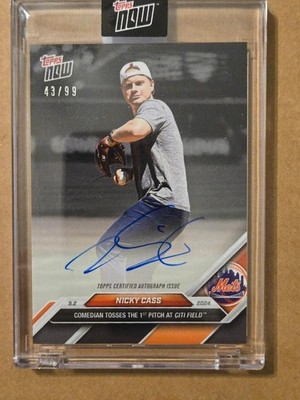 TOPPS NOW NICKY CASS COMEDIAN FIRST PITCH METS ON CARD AUTOGRAPH AUTO #43/99