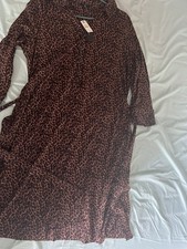 Talbots Petites Brown/Black Leopard Button-Front Pencil Midi Dress 3/4 PL