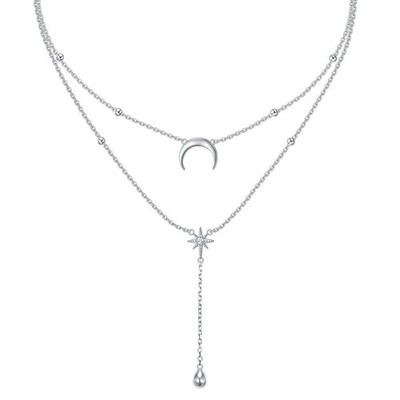 S925 Sterling Silver Double Layered Y Lariat Necklace - Mother's Day Gifts Long