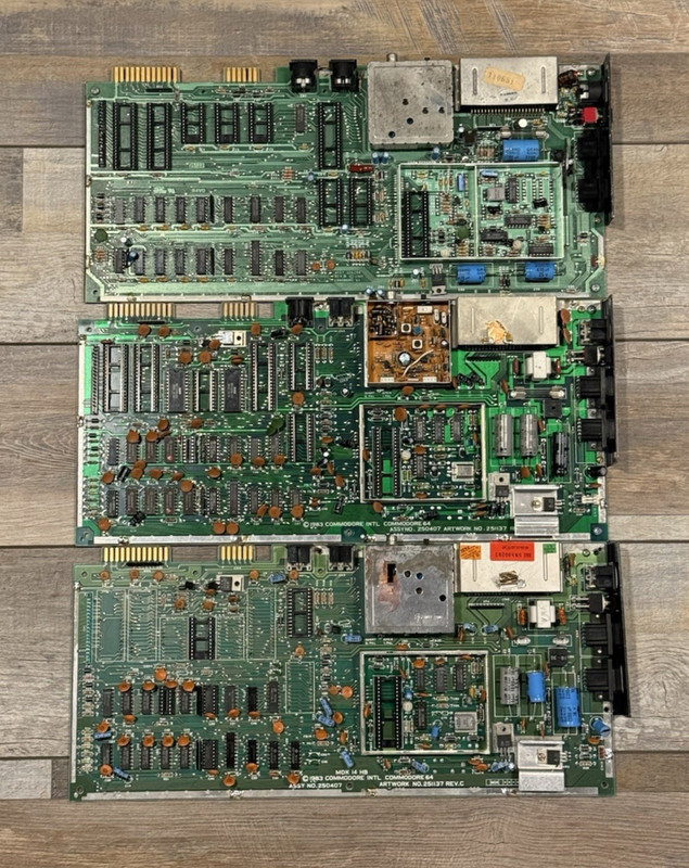 Lot of 3 Commodore 64 motherboards for parts or repair
