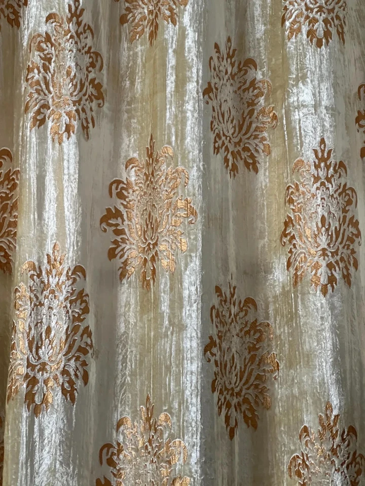 Luxury Vintage Crushed Velvet Curtains - Cotton Viscose Boho Style Drapes - Image 4 of 4