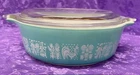 Vintage Pyrex Amish Butterprint Turquoise 471 1 PT Casserole W/470-C Lid