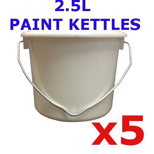 5 x 2.5 Litre Plastic paint kettles,  paint kettle, 2.5L painting pots - Afbeelding 1 van 1