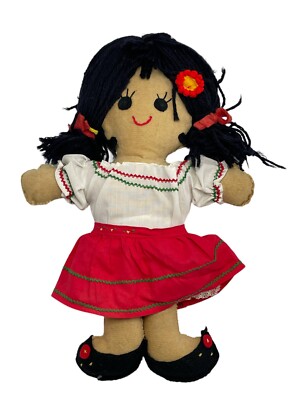 Vintage Rosita Mexican girl felt doll 1970 Springbok Red skirt