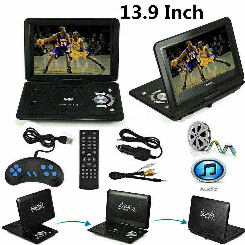 7.8'' 9.8'' 13.9'' Portable DVD Player USB 16:9 LCD Widescreen HD CD TV Player - Image 2 of 4