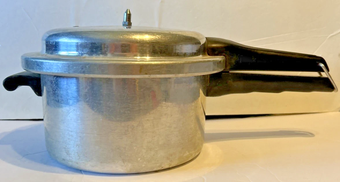 VTG MIRRO-MATIC 4qt Aluminum PRESSURE COOKER 394M 456 Jiggler 15# With And Rack