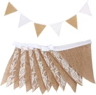 Jute Bunting, Wedding Bunting 4 Pack of 12, 16m Beautiful Lace Bunting Garland