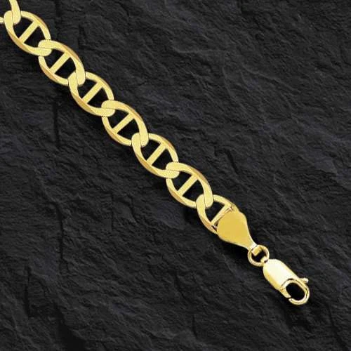 Brazalete de cadena de eslabones marineros de ancla maciza de 8" de oro amarillo de 10k para hombre de 4,5 mm 2,4 gr