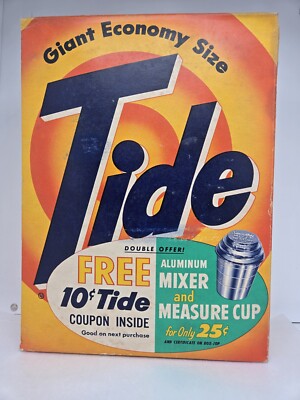 Tide Detergent 3lbs 1.25oz Unopened Box 1950's Vintage Mixer & Measure Cup Offer