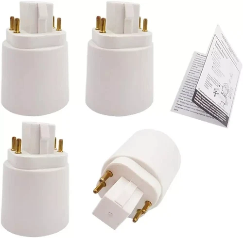 4Pcs 4-Pin GX24Q to E26/E27 Light Socket Adapter CFL G24Q 4P Lamp Base