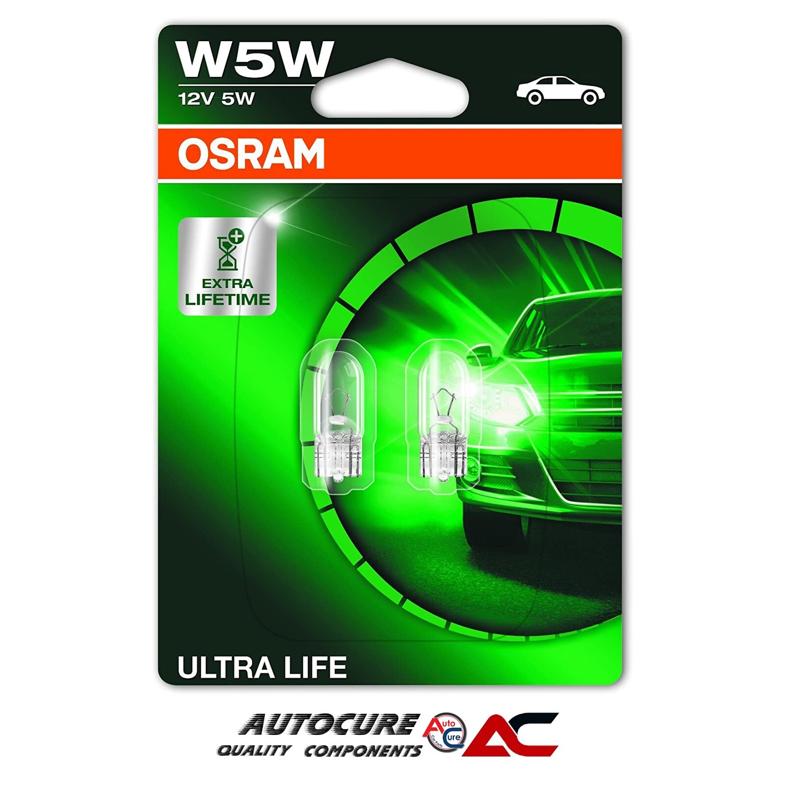 2x OSRAM ULTRA LIFE 12V W5W 501 W2.1x9.5D CAPLESS CAR SIDELIGHT PLATE BULBS