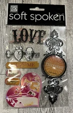 Me & My Big Ideas Soft Spoken Embellishments - LOVE 7 Pieces Adhesive  Dimension