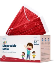 WeCare Disposable Face Masks, 3-Ply 50 Individually Wrapped for KIDS - Pink