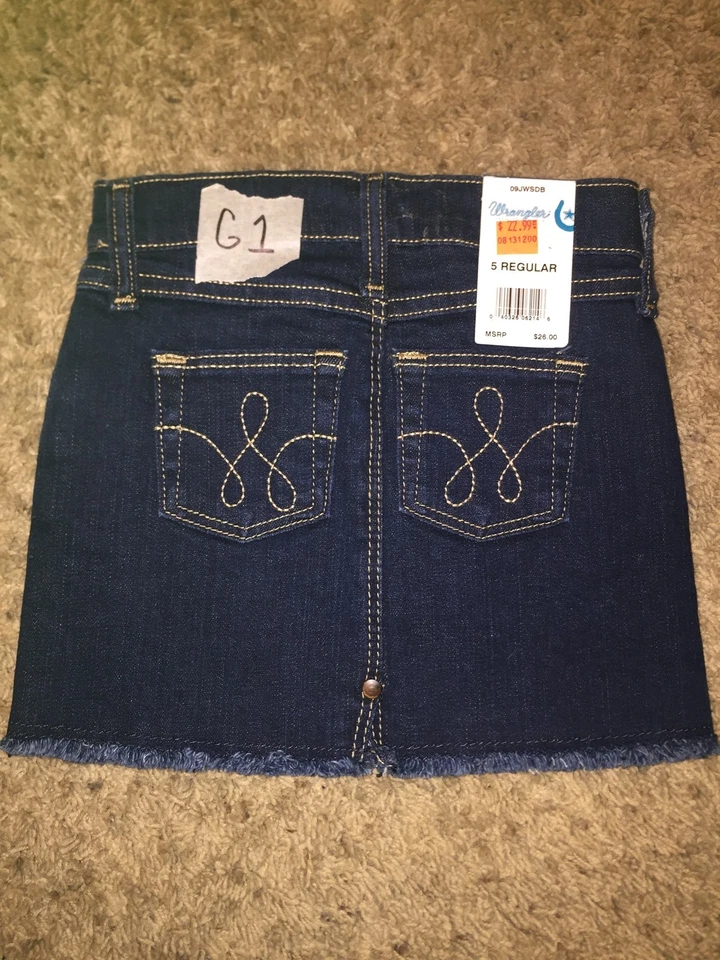 Saia Cowgirl Youth GIRLS NEW WRANGLER Tamanho 5 Regular Ajustável Cintura Azul Escuro - Imagem 2 de 2