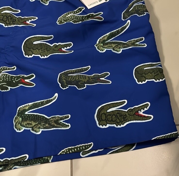 Lacoste Men's All Over Croc Swim Shorts Blue Green New thumbnail 3
