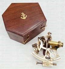 Kelvin & Hughes 5" Antique Brass Finish Sextant w/wooden box Anniversary Gift