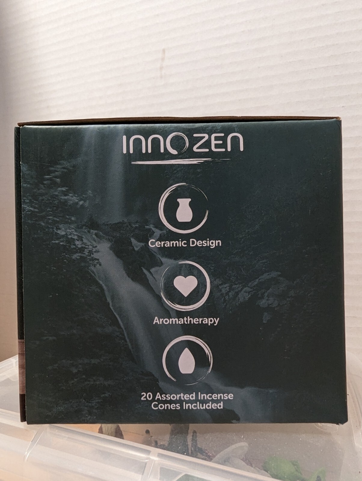 Innozen Backflow Waterfall Cascading Incense Burner Black Ceramic NEW