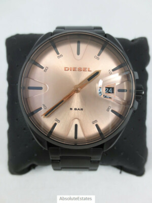 NEW Diesel MS9 Black Stainless Steel & Rose Gold Mans Watch DZ1904 NIB NWT
