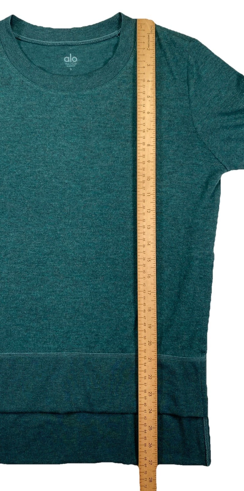 alo-yoga glimpse split hem hi lo heathered shirt