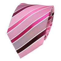 Tigertie Designer Seidenkrawatte Rosa Magenta Pink Weiß Gestreift- Krawatte Silk