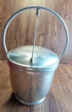 Mid Century Italian Modern Hammered Aluminum Ice Bucket Hinged Lid Nasco Italy 