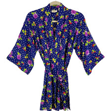 Victoria's Secret Gold Label Blue Floral Robe One Size Romantic Feminine