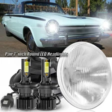 2pcs For Dodge Dart 1964-1976 DOT 7" inch Round LED Headlights Hi-Lo Sealed Beam