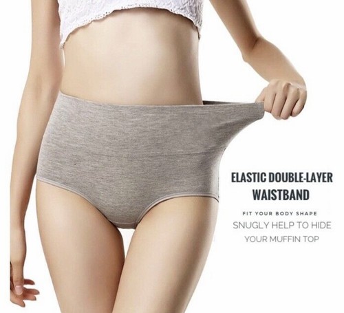 High Waisted Cotton Underwear Women’s Full Coverage Briefs Soft Breathable S-3XL - Picture 4 of 14