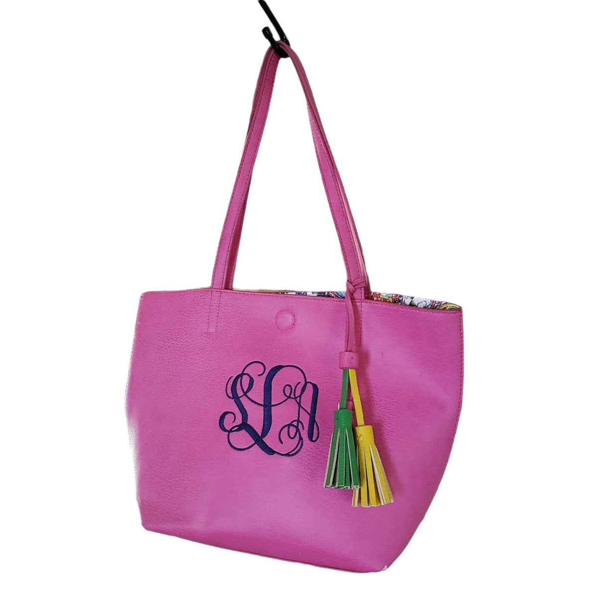 Monogrammed Tote Bag, Monogram Tote Bag, Shoulder Bag, Pink and