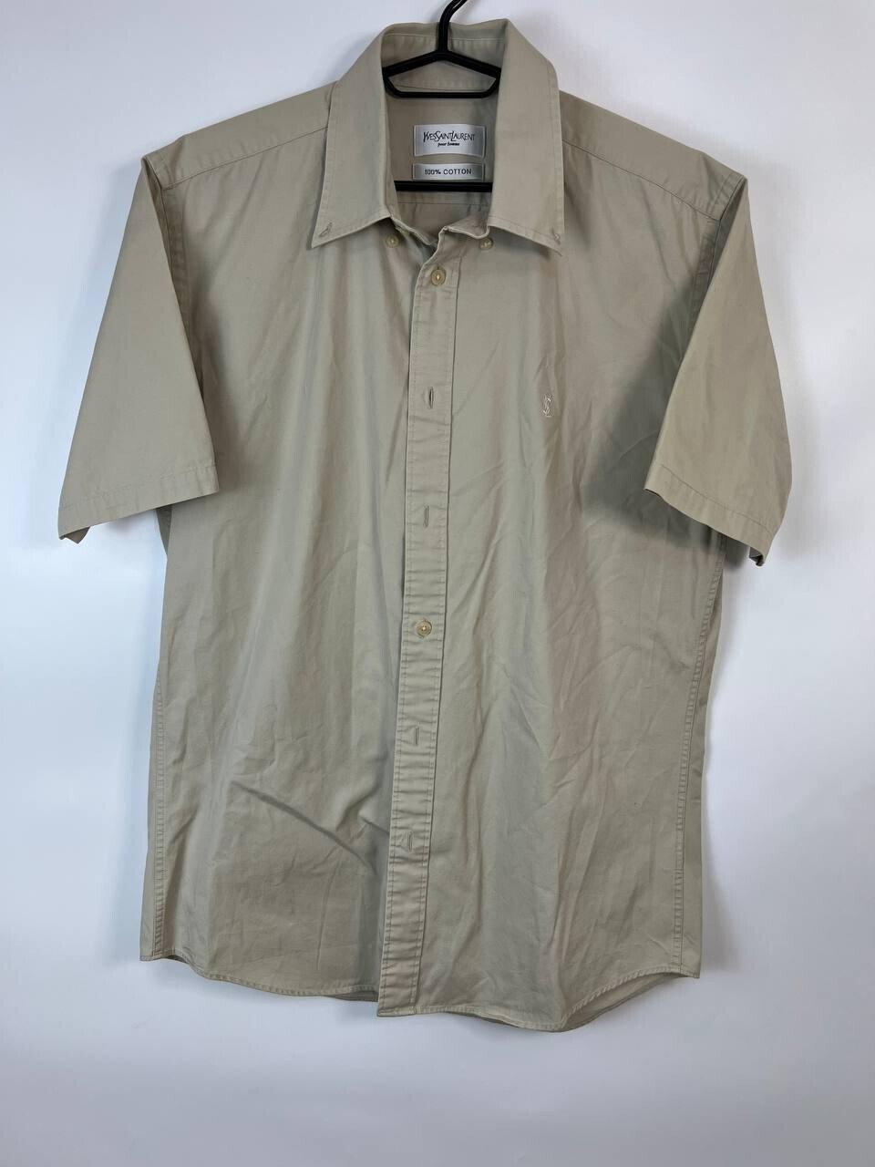Camicia Yves Saint Laurent Vintage YSL Beige Manica Corta Bottoni Taglia M