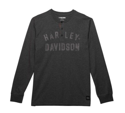 Harley-Davidson Men's Long Sleeve ''Staple Henley'' 96092-23VM Heather Charoal