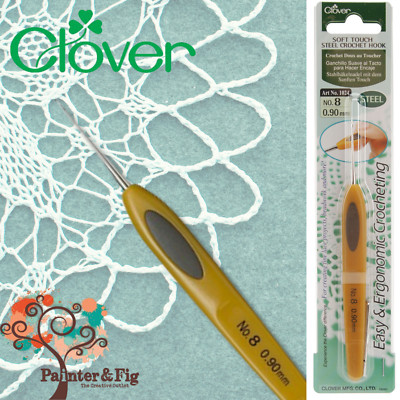 Clover Soft Touch Crochet Hooks 0.9mm No 8 Comfortable, Ergonomic