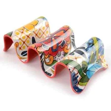 NWT PREPARA Multiple Taco Holder Floral Design Red Holds 3 Tacos